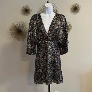 Multicolor Sequin Dolman Sleeve Dress NWOT​